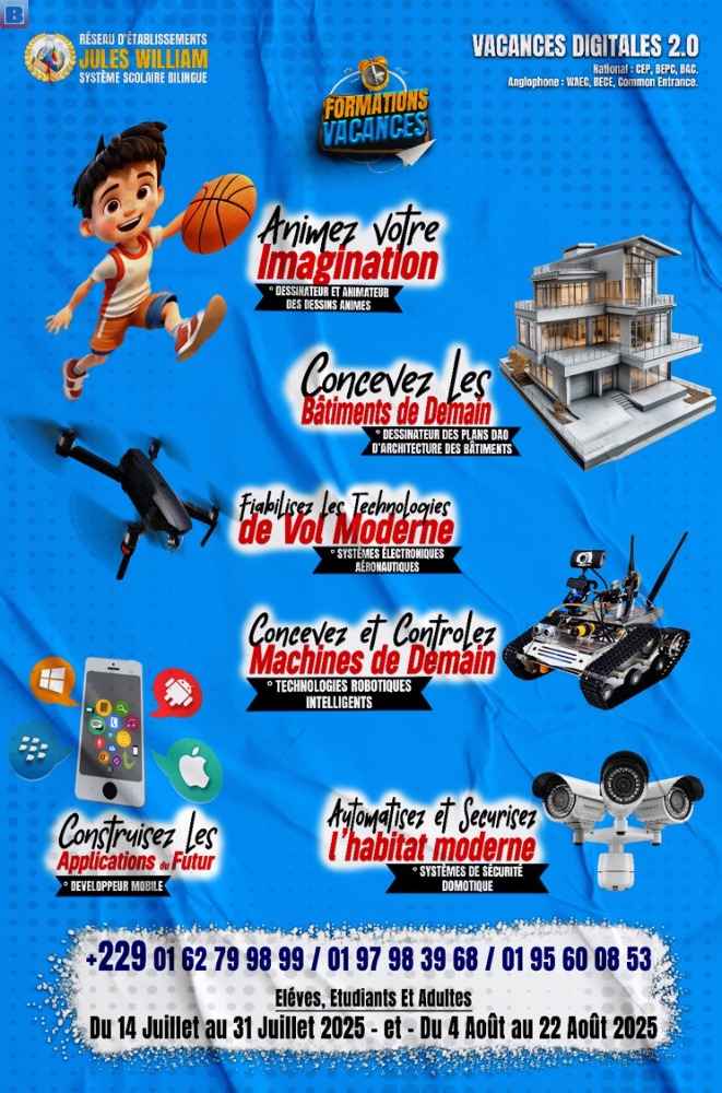 Formations Tech Été 2025 pour Jeunes – Dessin, Robotique, Dev Mobile & + chez Jules William